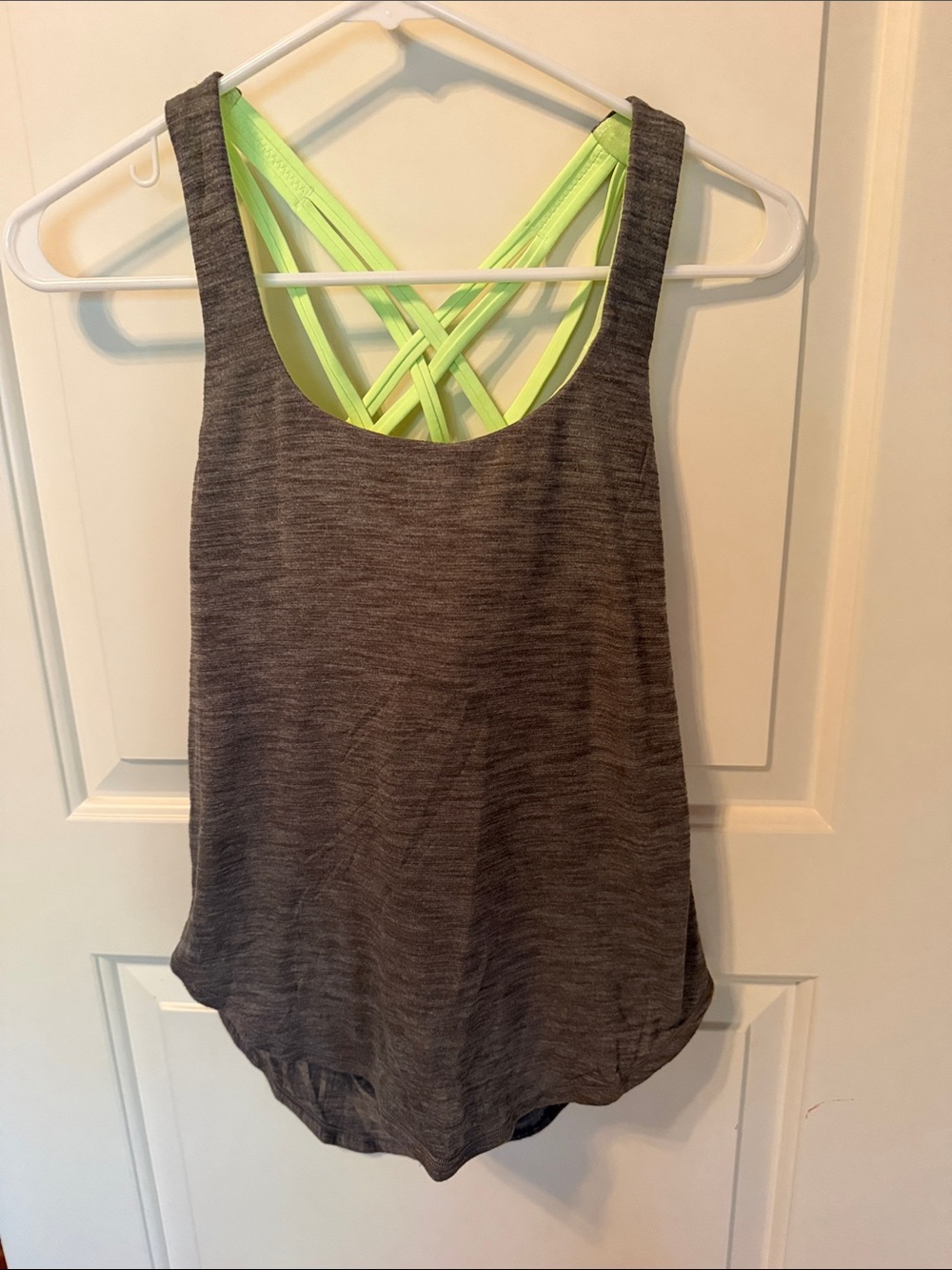 Lululemon Gray Tank Top with Neon Green built in  bra- size 2